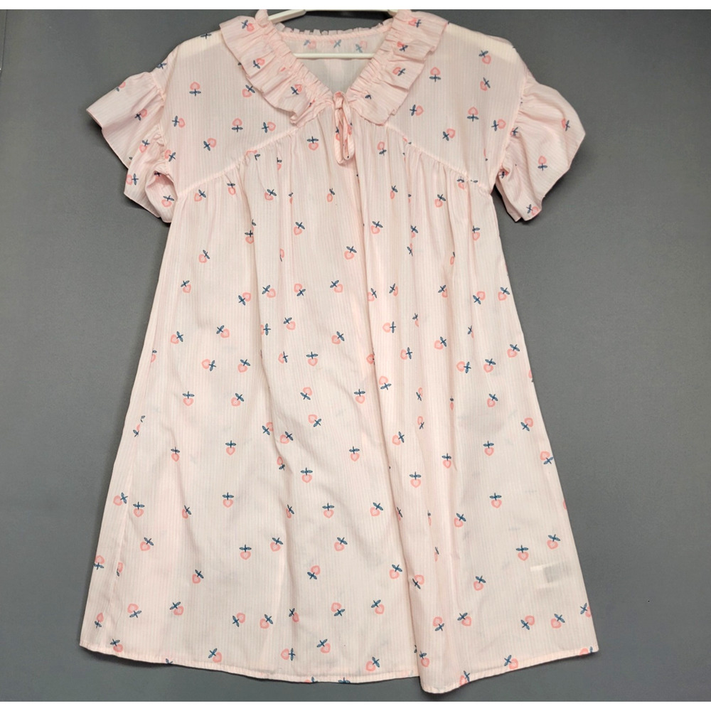 Dazy‎ House Dress Nightgown Womens Small Pink Floral Lightweight Ruffle Sleeves